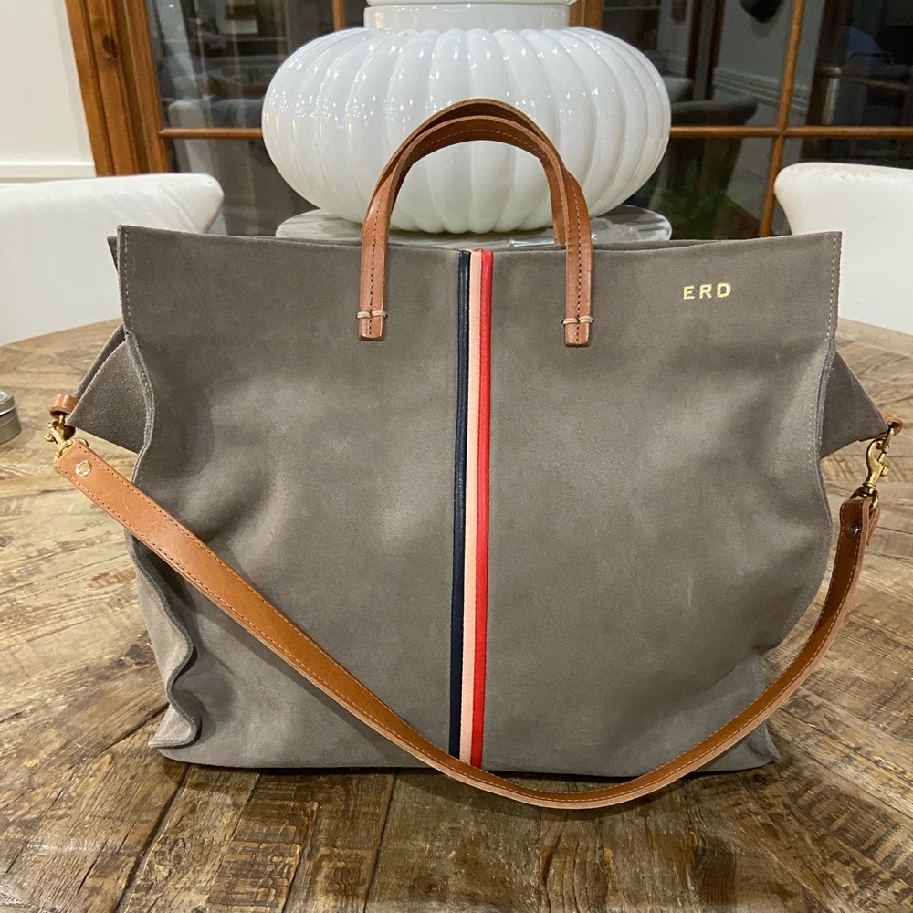 CLARE V. Simple Tote Gray Suede